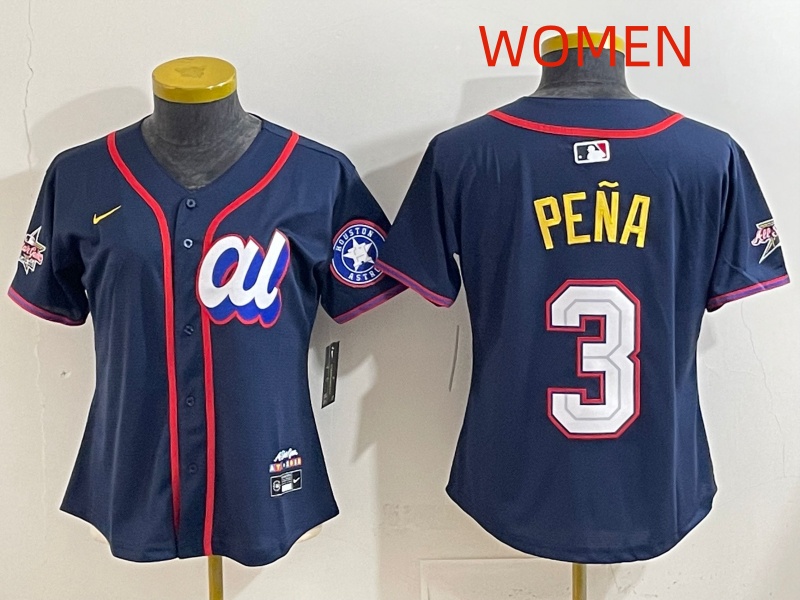 Women  2025 Houston Astros #3 Pena dark Blue All star Nike MLB Jersey style 012->women mlb jersey->Women Jersey